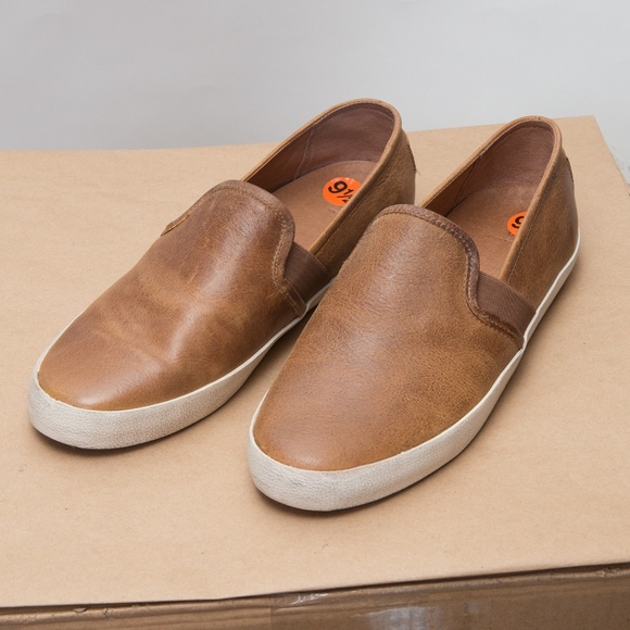 tan leather slip on sneakers